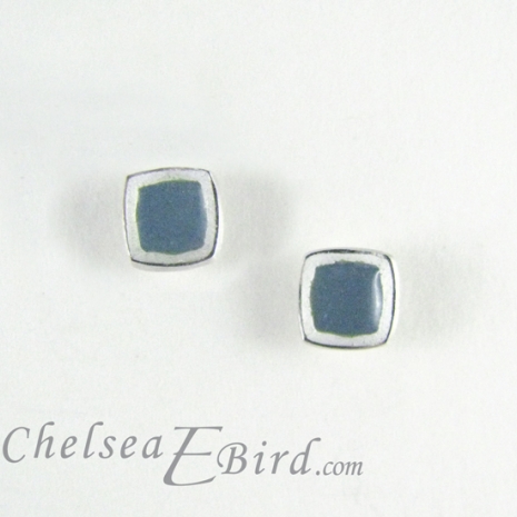 Chroma Teal Small Stud Earrings by Chelsea E. Bird