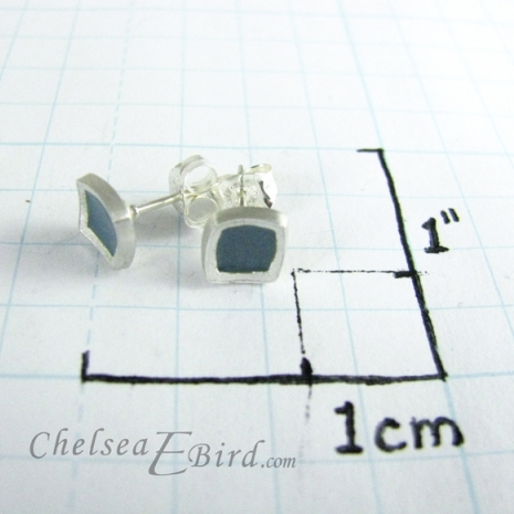 Chroma Teal Small Stud Earrings Size by Chelsea E. Bird