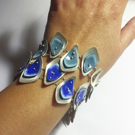 Flame Teal and Blue Bracelets worn by Chelsea E. Bird