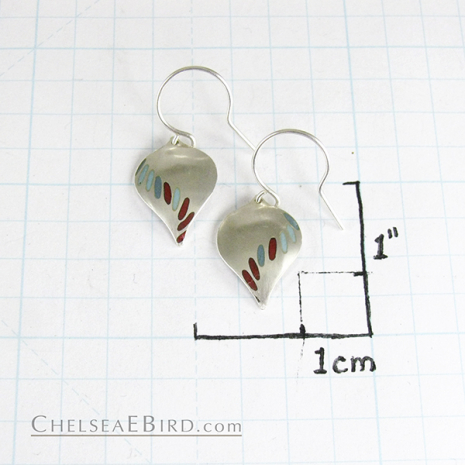 Chelsea Bird Jewelry Parra Medium Hook Earrings Aqua and Red Size