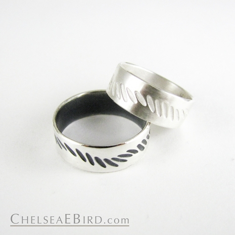 Chelsea Bird Parra Wave Band Ring Silver or Patina