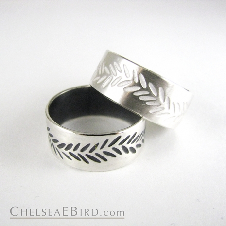 Chelsea Bird Parra Wide Braid Band Ring Silver or Patina