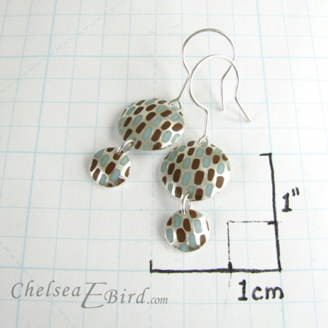 Chelsea Bird Designs Pixel Double Round Enameled Hook Earrings Size