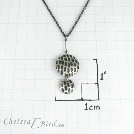 Chelsea Bird Jewelry Pixel Double Round Patina Pendant Size