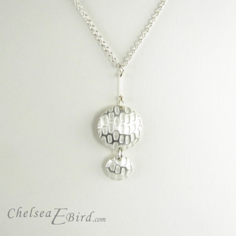 Chelsea Bird Jewelry Pixel Double Round Silver Pendant