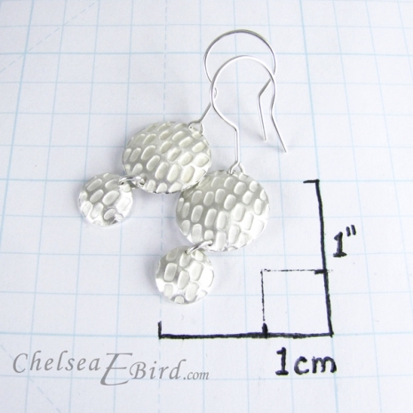 Chelsea Bird Designs Pixel Double Round Silver Hooks Size