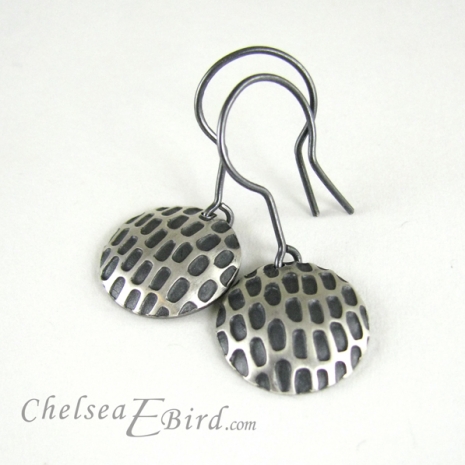 Chelsea Bird Designs Pixel Large Round Patina Hook Earrings