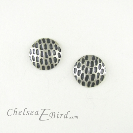 Chelsea Bird Designs Pixel Large Round Patina Stud Earrings