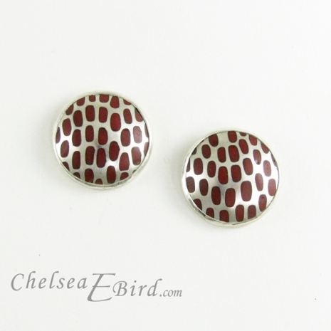 Chelsea Bird Designs Pixel Large Round Enameled Stud Earrings