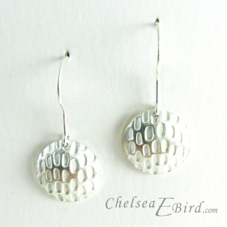Chelsea Bird Designs Pixel Large Round Silver Hook Earrings