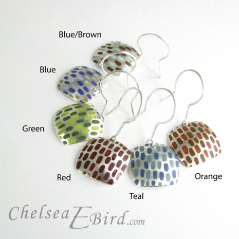 Chelsea Bird Designs Pixel Large Square Enameled Hooks Colors