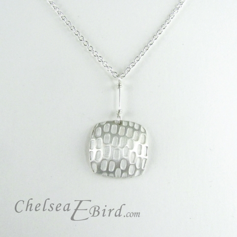 Chelsea Bird Designs Pixel Large Square Silver Pendant