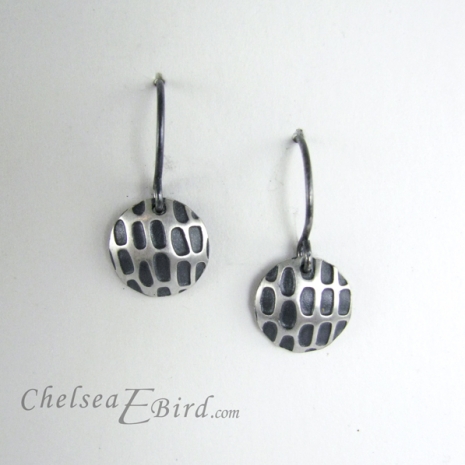 Chelsea Bird Designs Pixel Small Round Patina Hook Earrings