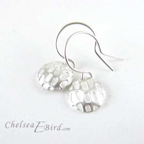 Chelsea Bird Designs Pixel Small Round Silver Hook Earrings