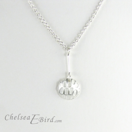 Chelsea Bird Designs Pixel Small Round Silver Pendant