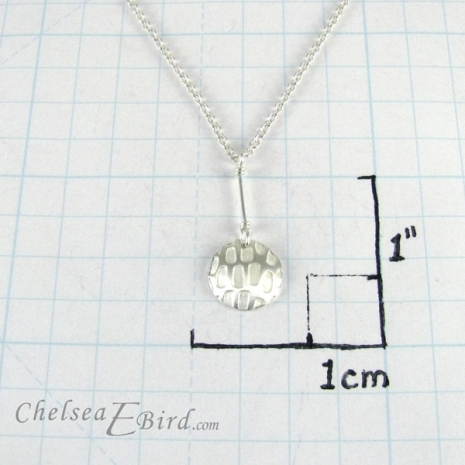 Chelsea Bird Designs Pixel Small Round Silver Pendant Size