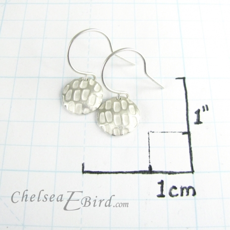 Chelsea Bird Designs Pixel Small Round Silver Hooks Size