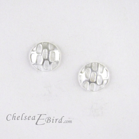 Chelsea Bird Designs Pixel Small Round Silver Stud Earrings