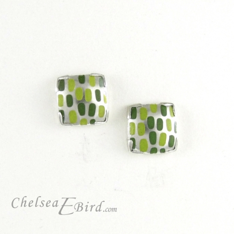 Chelsea Bird Designs Pixel Small Square Enameled Stud Earrings