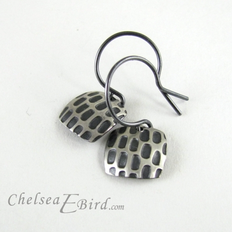 Chelsea Bird Designs Pixel Small Square Patina Hook Earrings