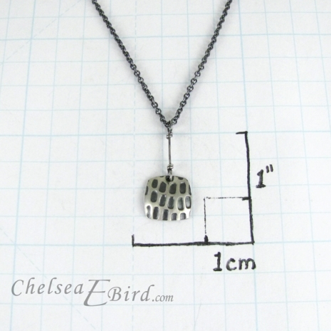 Chelsea Bird Designs Pixel Small Square Patina Pendant Size