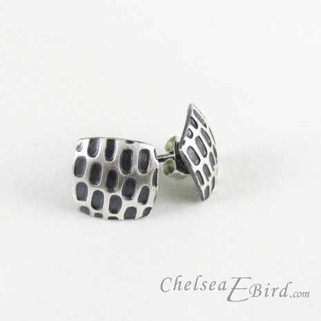 Chelsea Bird Designs Pixel Small Square Patina Stud Earrings