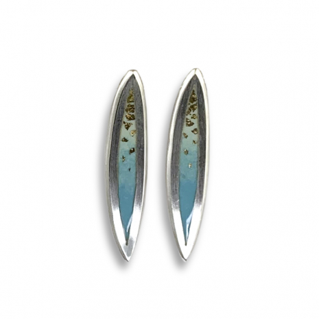 Salix Med. Aqua and Gold Studs by Chelsea E. Bird