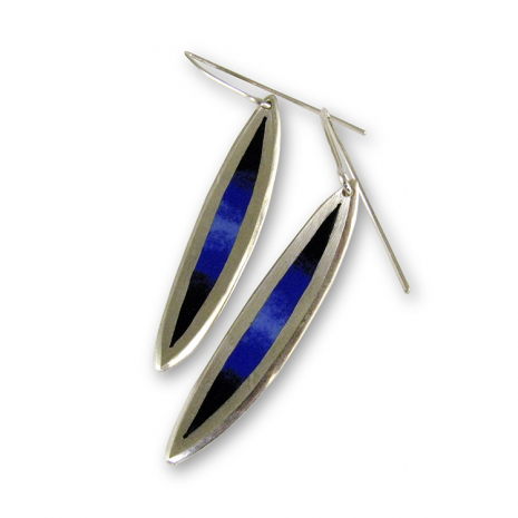 Salix Med. Blue CF Hook Earrings by Chelsea E. Bird