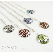 Chelsea Bird Designs Pixel Large Round Enameled Pendants