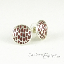 Chelsea Bird Designs Pixel Large Round Enameled Stud Earrings