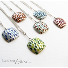 Chelsea Bird Designs Pixel Large Square Enameled Pendants
