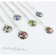 Chelsea Bird Designs Pixel Small Round Enameled Pendants