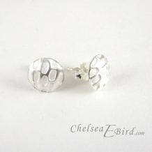 Chelsea Bird Designs Pixel Small Round Silver Stud Earrings
