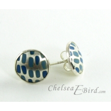 Chelsea Bird Designs Pixel Small Round Enameled Stud Earrings