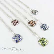 Chelsea Bird Designs Pixel Small Square Enameled Pendants