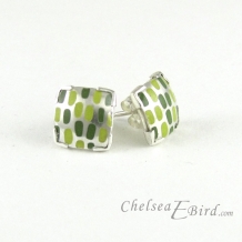 Chelsea Bird Designs Pixel Small Square Enameled Stud Earrings