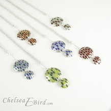 Chelsea Bird Jewelry Pixel Double Round Enameled Pendants