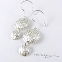 Chelsea Bird Designs Pixel Double Round Silver Hook Earrings
