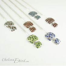 Chelsea Bird Jewelry Pixel Double Square Enameled Pendants