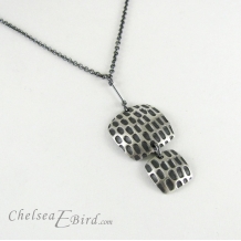 Chelsea Bird Jewelry Pixel Double Square Patina Pendant