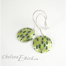 Chelsea Bird Designs Pixel Large Round Enameled Hook Earrings