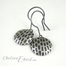 Chelsea Bird Designs Pixel Large Round Patina Hook Earrings